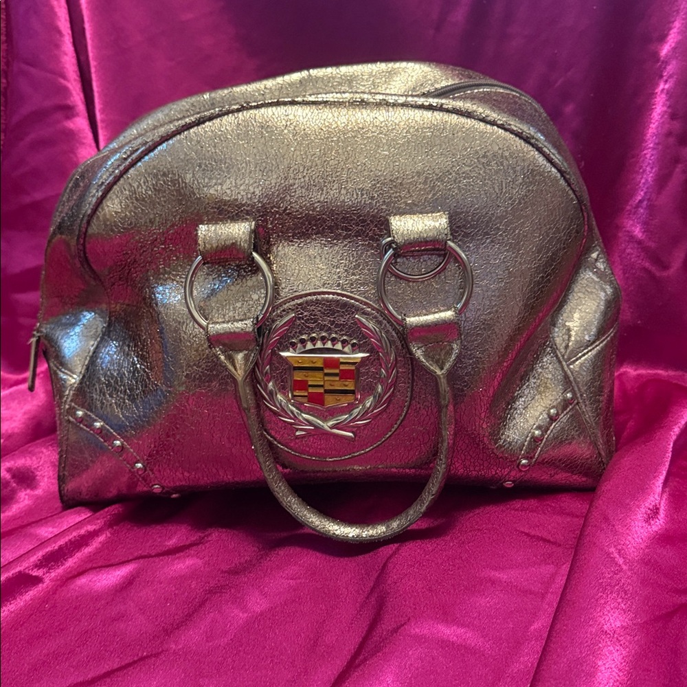 Metallic Cadillac  HUGE Silver Handbag with Logo